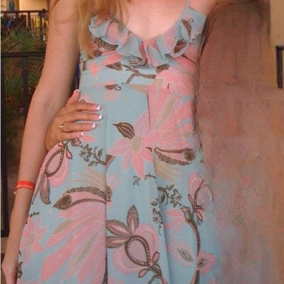 Beautiful mint and pink boho style  layered dress - Picture 6 of 7